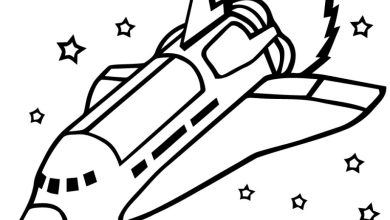 Uzay Mekiği ve Yıldızlar Boyama Sayfası - Uzay Keşfi Teması
