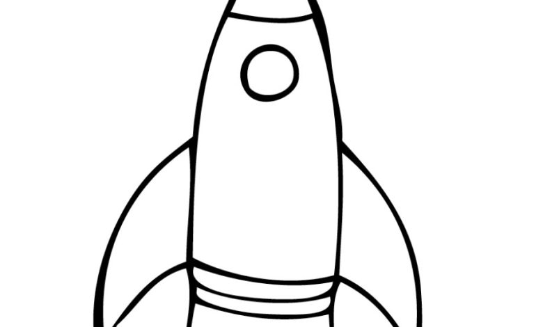 Çocuklar İçin Basit Roket Boyama Sayfası