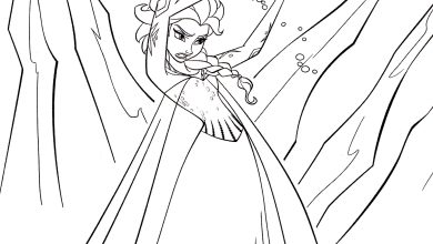 Buz Kraliçesi Boyama Sayfası - Elsa Büyü Yaparken