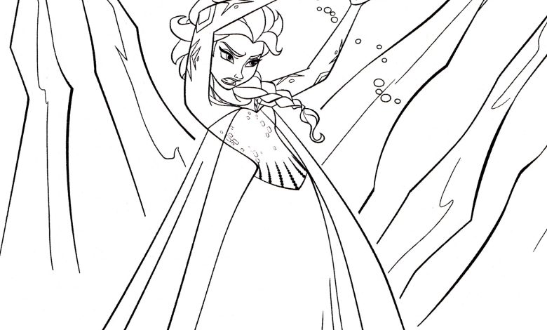 Buz Kraliçesi Boyama Sayfası - Elsa Büyü Yaparken