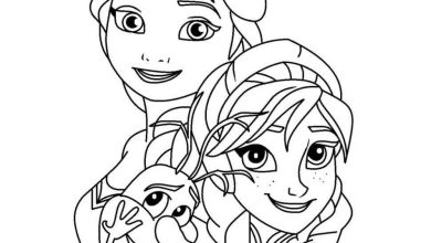 Frozen Karakterleri Anna, Elsa ve Olaf Boyama Sayfası