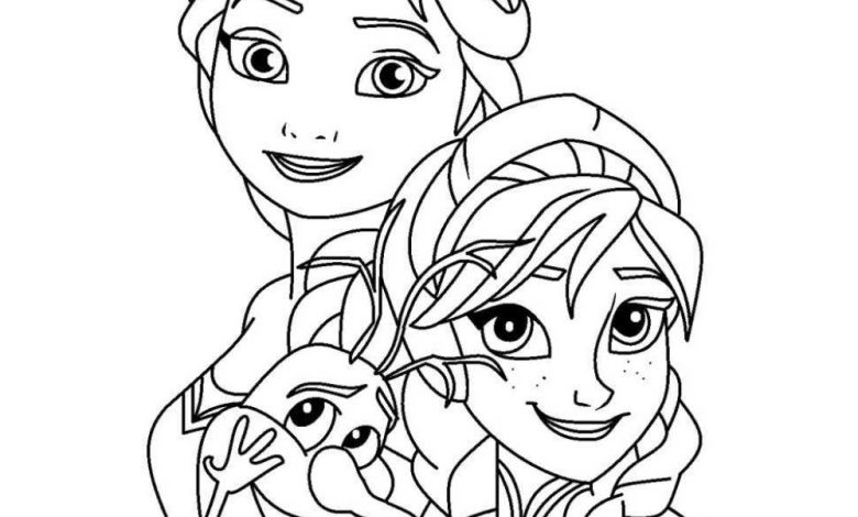 Frozen Karakterleri Anna, Elsa ve Olaf Boyama Sayfası