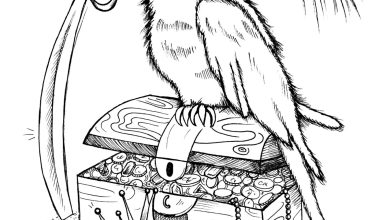 Korsan Papağan ve Hazine Sandığı Boyama Sayfası