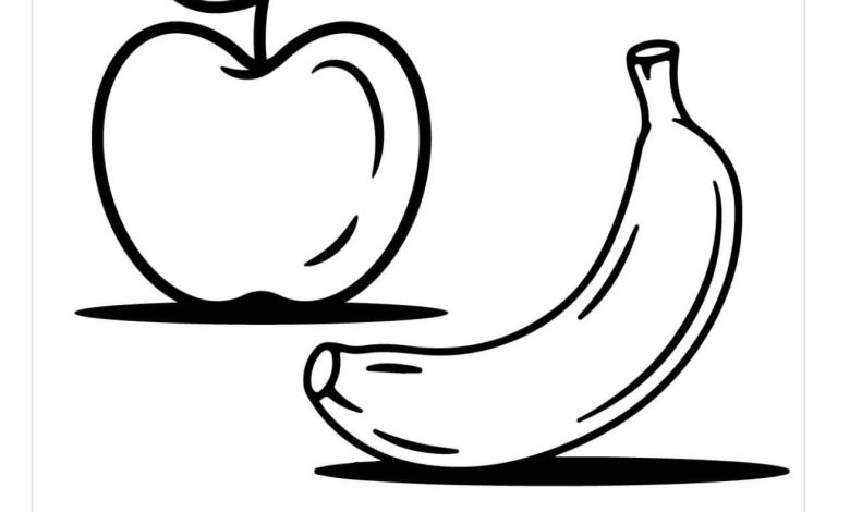 Elma ve Muz Boyama Sayfası