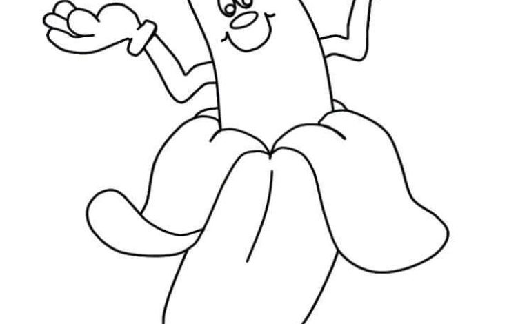 Sevimli Muz Karikatürü Boyama Sayfası