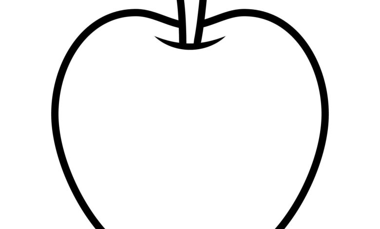 Elma Boyama Sayfası - Elma Şekli Çizimi