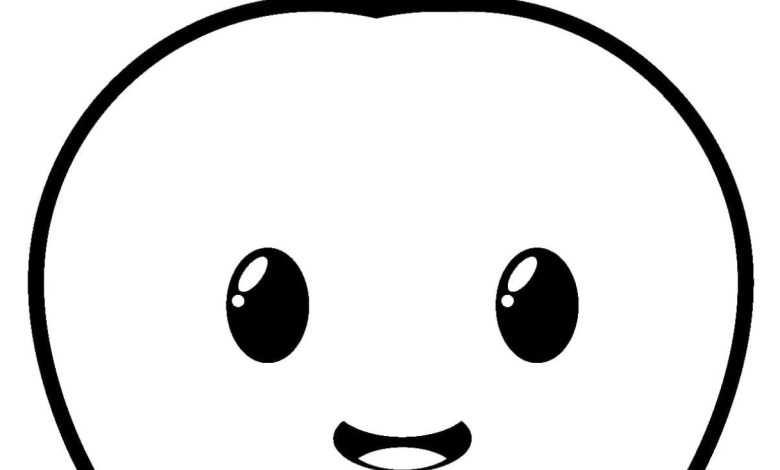 Neşeli Elma Boyama Sayfası