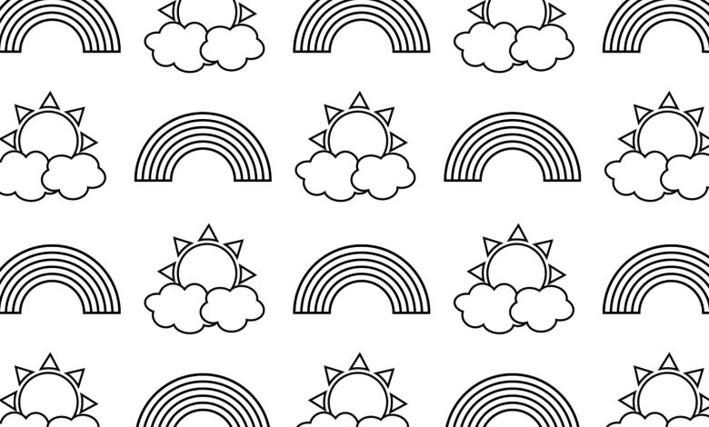 Güneş ve Gökkuşağı Temalı Boyama Sayfası