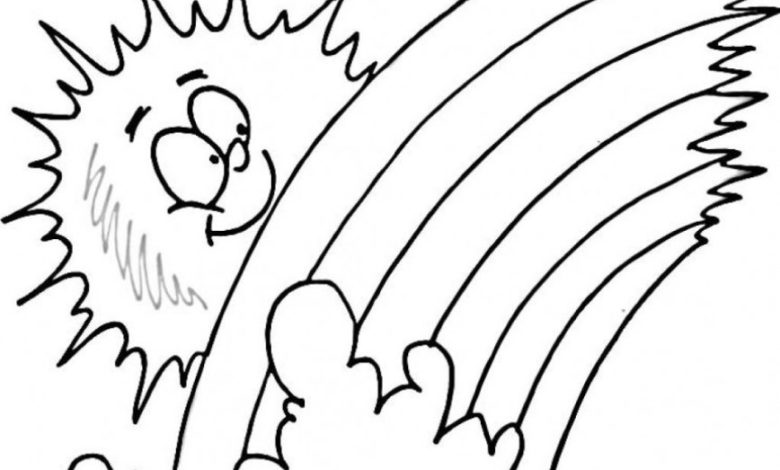 Neşeli Güneş ve Gökkuşağı Boyama Sayfası - Çocuklar İçin Eğlenceli Boyama Aktivitesi