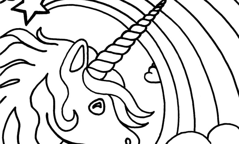 Unicorn ve Gökkuşağı Boyama Sayfası
