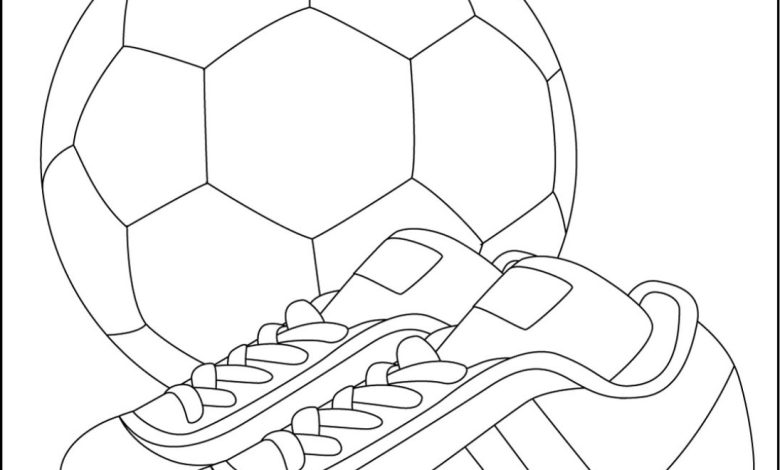 Futbol Topu ve Krampon Boyama Sayfası