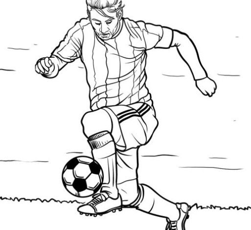 Futbolcu Boyama Sayfası Topa Vuran Oyuncu