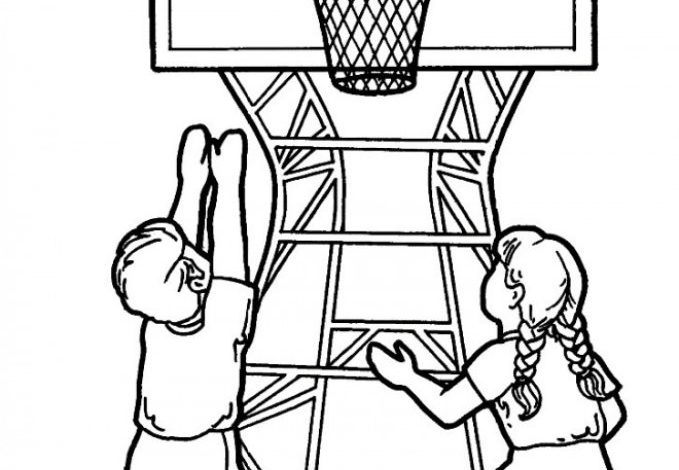 Basketbol Oynayan Çocuklar Boyama Sayfası
