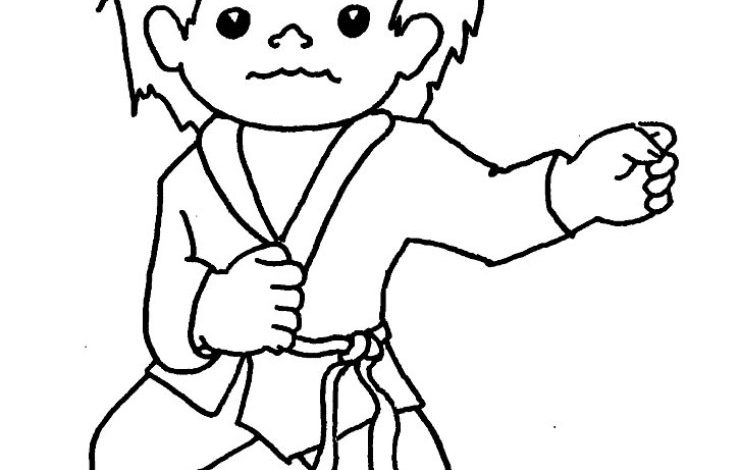 Karate Yaparken Çocuk Boyama Sayfası - Eğlenceli ve Öğretici Aktivite