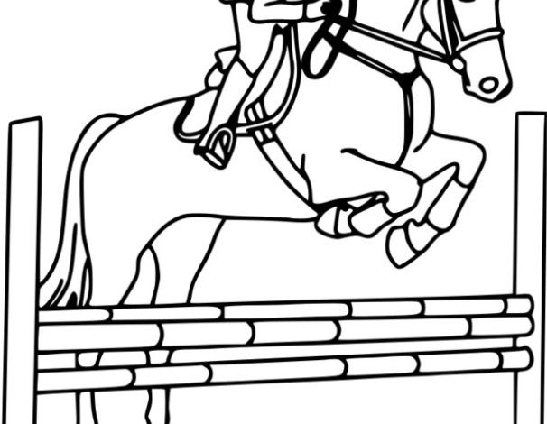 At Üstünde Binici Atlayışı Boyama Sayfası
