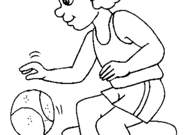 Basketbol Oynayan Çocuk Boyama Sayfası