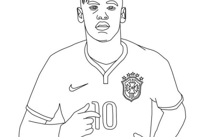 Brezilya Milli Takım Formalı Futbolcu Boyama Sayfası