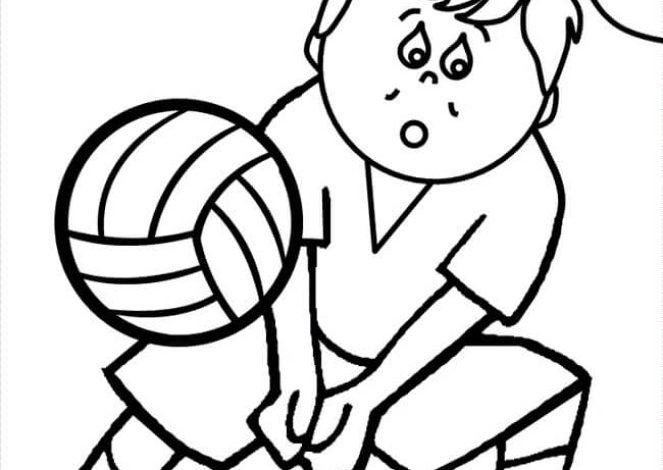 Voleybol Oynayan Kız Çocuğu Boyama Sayfası