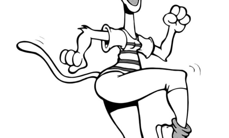 Egzersiz Yapan Neşeli Kedi Boyama Sayfası