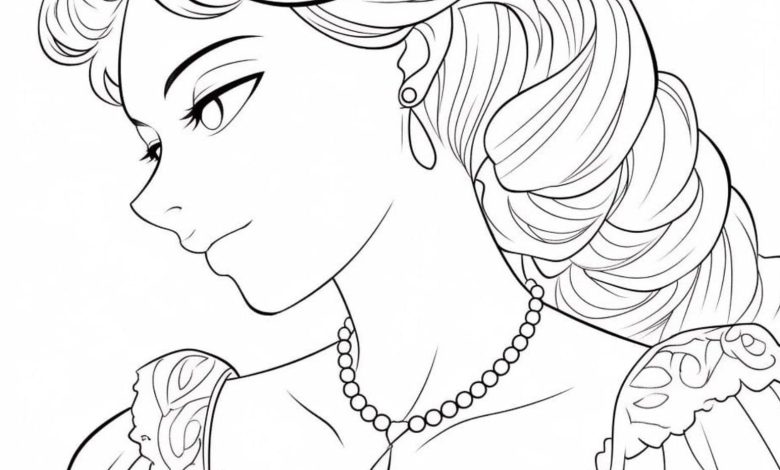 Prenses Kıyafeti ile Güzel Kadın Boyama Sayfası
