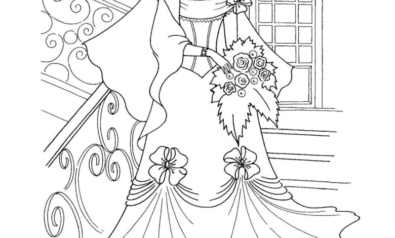 Gelinlik Giyen Kadın Boyama Sayfası