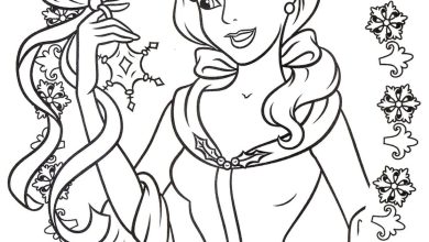 Prenses Boyama Sayfası – Çiçekli Çerçeve ve Kurdele
