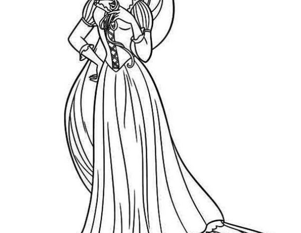 Rapunzel Boyama Sayfası - Prenses Boyama Kitabı İçin Etkileyici Çizim