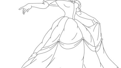 Prenses Elbisesi ile Güzel Kadın Boyama Sayfası