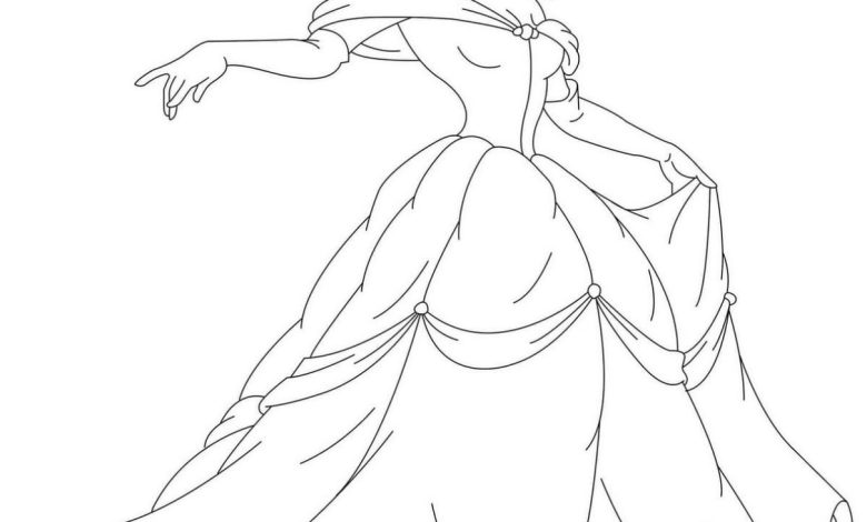 Prenses Elbisesi ile Güzel Kadın Boyama Sayfası