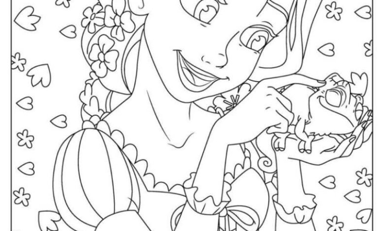 Rapunzel ve Pascal Boyama Sayfası