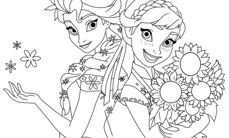 Çiçekli Prensesler Boyama Sayfası Çocuklar İçin Eğlenceli ve Yaratıcı Aktivite
