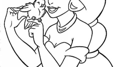 Prenses ve Kuş Detaylı Boyama Sayfası