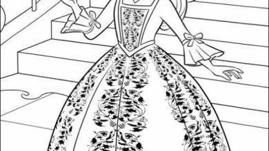 Prenses Merdivenlerde Zarif Bir Elbiseyle Boyama Sayfası