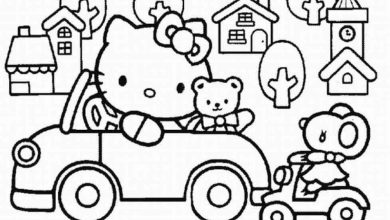 Hello Kitty Araba Kullanıyor - Boyama Sayfası