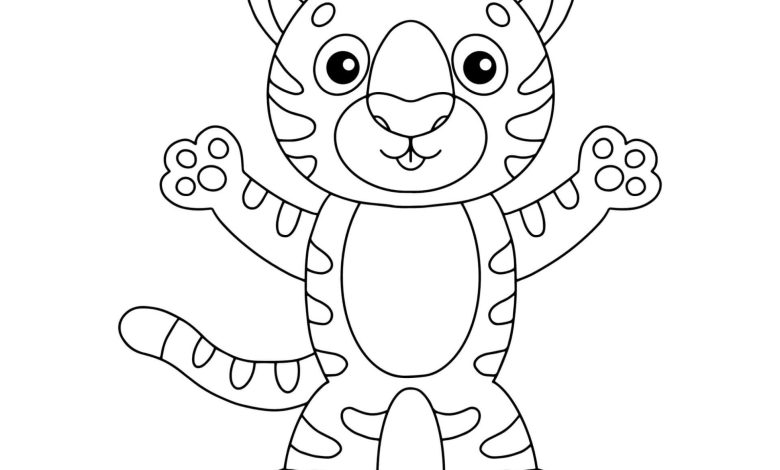 Sevimli Kaplan Boyama Sayfası Çocuklar için Eğlenceli ve Öğretici Aktivite