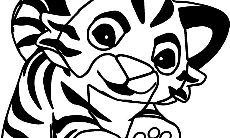 Sevimli Bebek Kaplan Boyama Sayfası - Ücretsiz Çizimi