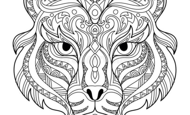 Mandala Tarzı Kaplan Yüzü Boyama Sayfası - Detaylı ve Dinlendirici