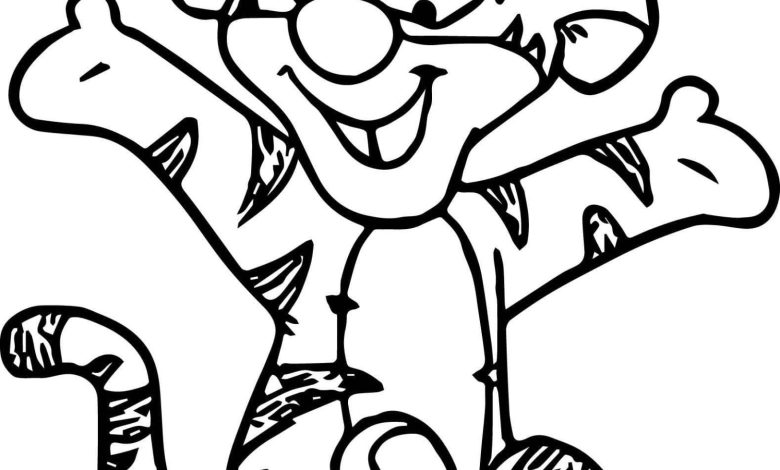 Kaplan Temalı Çizgi Film Karakteri Boyama Sayfası