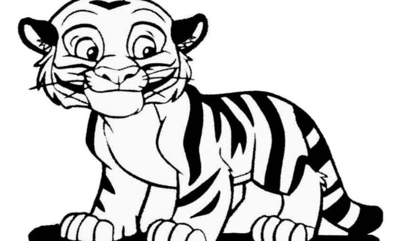 Çizgi Film Kaplan Boyama Sayfası - Sevimli Kaplan Maskotu