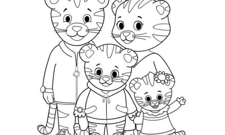 Daniel Tiger ve Ailesi Boyama Sayfası - Çocuklar İçin Eğlenceli ve Eğitici