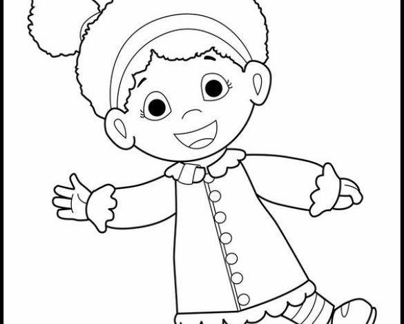 Sevimli Kız Çocuğu Boyama Sayfası – Çizgi Kahraman Elbisesiyle