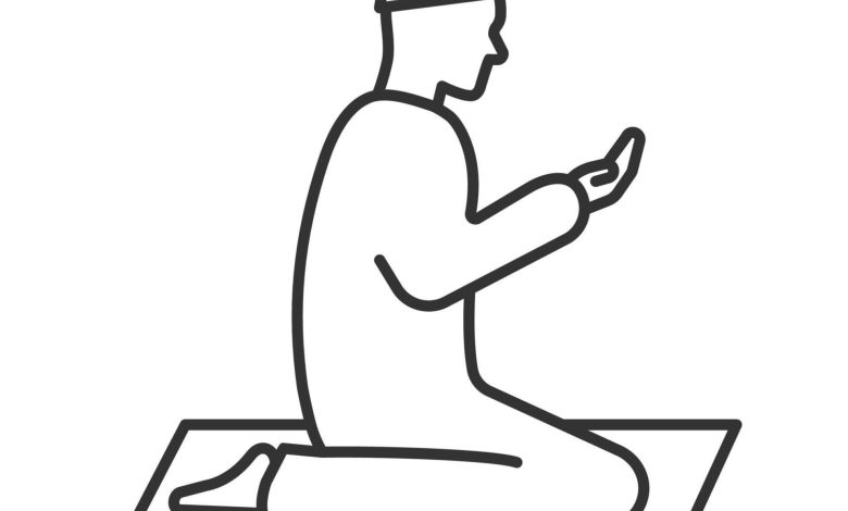 Dua Eden Adam Boyama Sayfası - İbadet Sırasında Diz Çöken Adam Çizimi