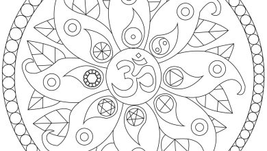 Mandala Boyama Sayfası - Om Sembolü İle Daire Tasarımı