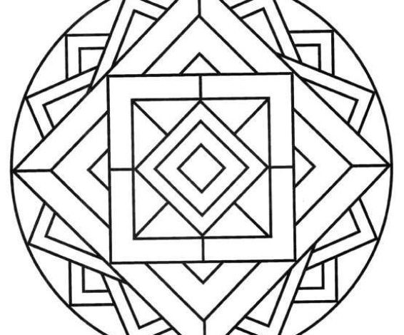 Geometrik Şekillerden Mandala Boyama Sayfası
