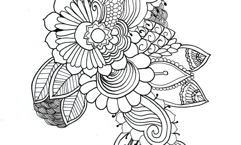 Çiçekli Mandala Deseni Boyama Sayfası - Detaylı Çizim