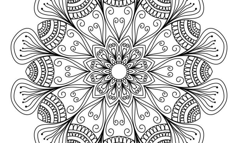 Mandala Boyama Sayfası Şık ve Karmaşık Desenli Mandala