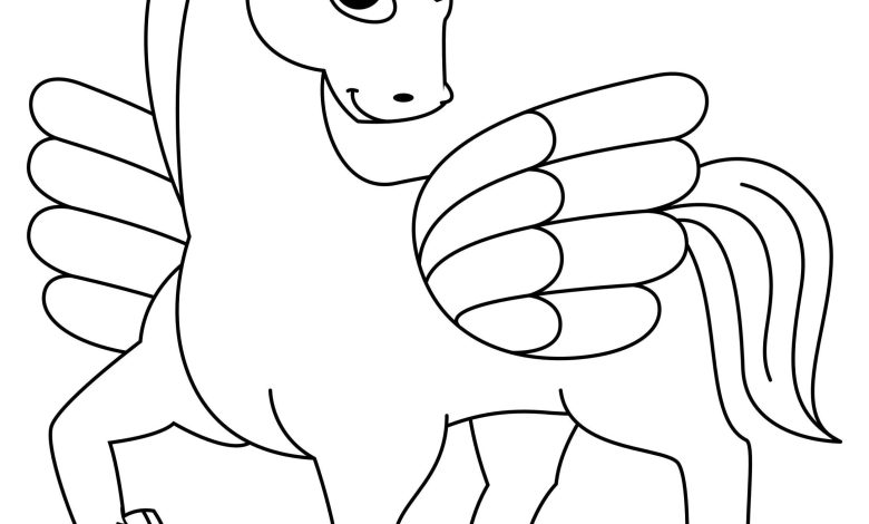 Sevimli Kanatlı Unicorn Boyama Sayfası - Eğlenceli Çocuk Boyama Kitabı