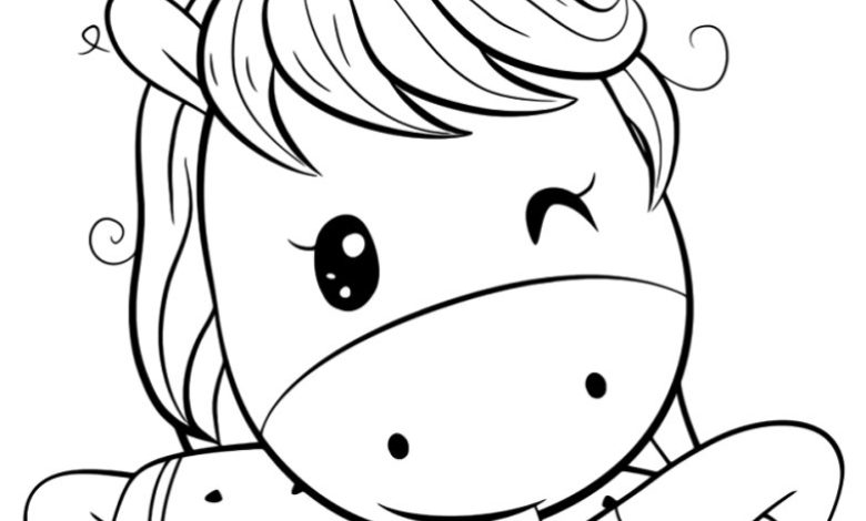 Komik ve Sevimli Unicorn ile Karpuz Boyama Sayfası