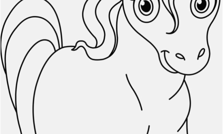 Sevimli Tek Boynuzlu At Boyama Sayfası için Çizim
