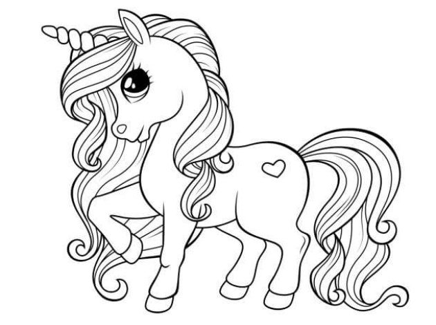 Sevimli Unicorn Boyama Sayfası - Ücretsiz Boyama Kitabı